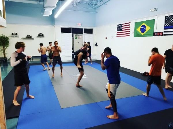 Students drilling striking in a Mixed Martial Arts class